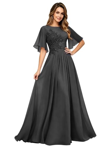 Chiffon Mother of the Groom Dresses A Line Lace Wedding Guest Dresses US10
