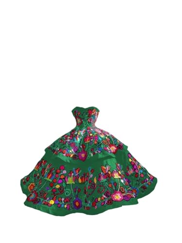 Vintage Flower Embroidery Wedding Dresses Strapless Layers Ball Gowns Evening Formal Dress Green 2
