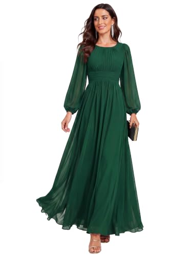 Ever-Pretty Women's Chiffon Long Sleeve Formal Wedding Guest Dresses