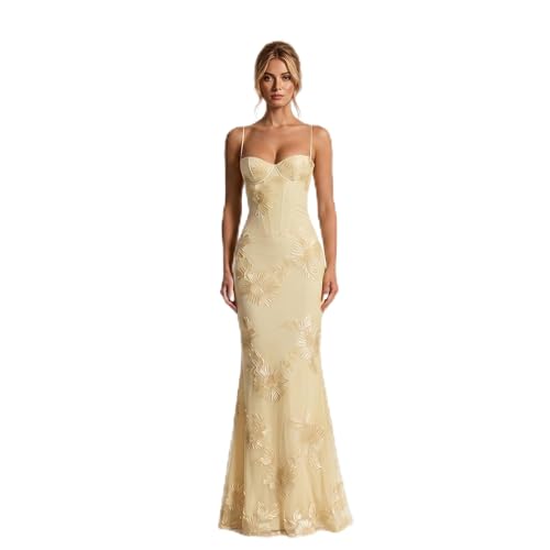 Voythreap Women's 2026 Spaghetti Strap Floral Backless Corset Maxi Dress