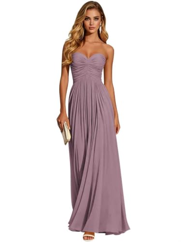 Chiffon Bridesmaid Dresses for Women Pleated Wedding Guest Dress 6 Wisteria