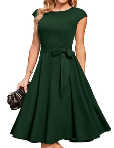 Cocktail Dresses Women Formal Wedding Guest Church Dress DarkGreen 2XL | Mother of Bride & Bridesmaid, Fancy Tea Length Dress, Aline Midi Evening Gowns 2026