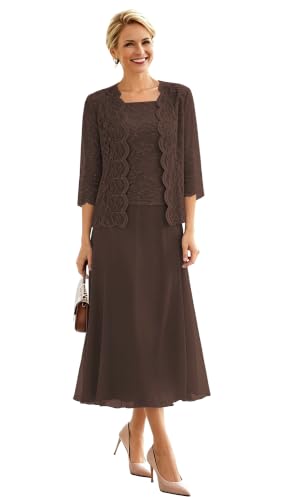 3/4 Sleeve Laces Mother of Groom Dresses with Jacket Formal Evening Gown