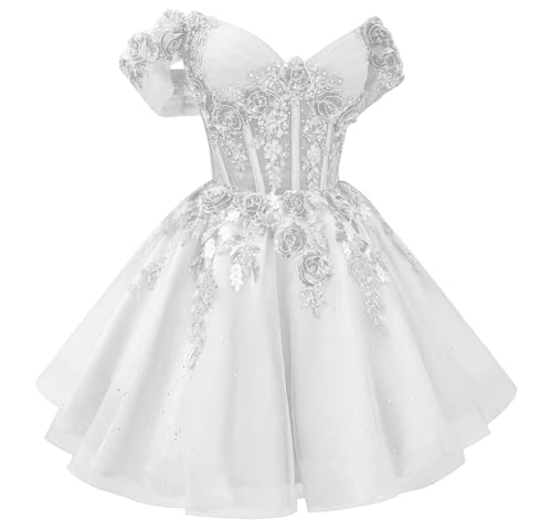 Mouccy Teen's Short Prom Dress 2026 Tulle 3D Flowers Homecoming Dresses
