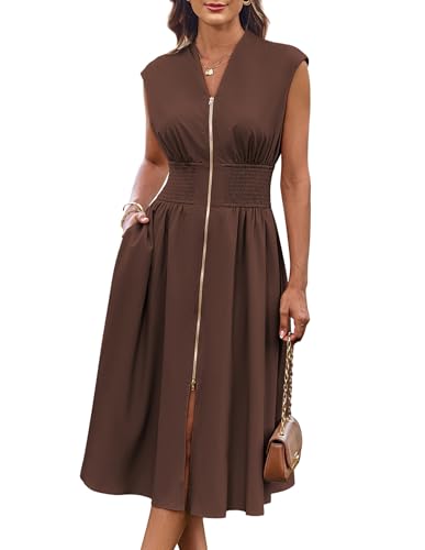 GRACE KARIN Work Dress for Women Business Casual Outfits Dress Brown L