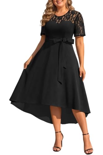 Pinup Fashion Plus Size Formal Black Wedding Guest Cocktail High Low Dress