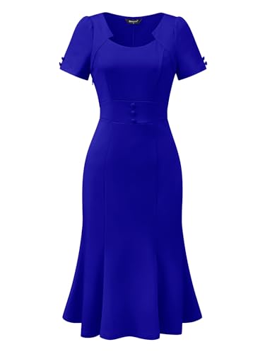 Allegra K Vintage Dress for Women's Mermaid Midi 50s Retro Work Dress