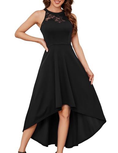 Bbonlinedress Womens Wedding Guest Dress Formal Cocktail Homecoming Dresses for Teens High Low Prom Party New Year Black XS
