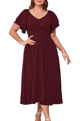 Women's Plus Size Sweetheart Neck Ruffle Short Sleeve Long Dress