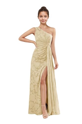 Champagne Flower Girl Dresses One Shoulder Girls Formal Dress Lace Floral Junior Bridesmaid Dresses for Wedding 8-10