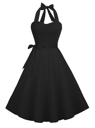 Hanpceirs Women's Halter Summer Dress Casual Sundress Black XL
