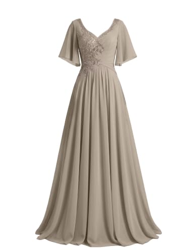 Lace Floral Formal Dress for Mother of Groom Evening Gowns with Sleeves
