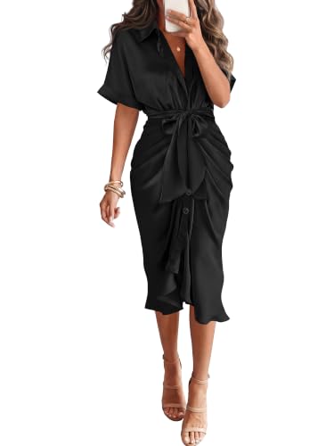 BTFBM Maxi Dresses for Women Business Casual Outfits,Black,XL