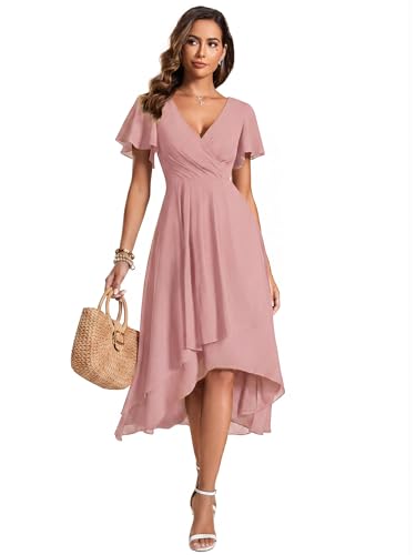 Ever-Pretty Women's Chiffon Midi Wedding Guest Dress Semi Formal Dresses