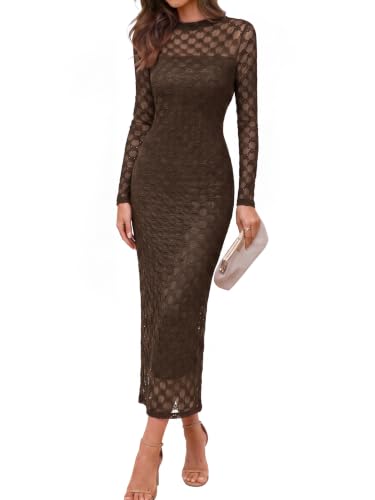 Simplee Womens Lace Maxi Formal Wedding Guest Elegant Bodycon Dress