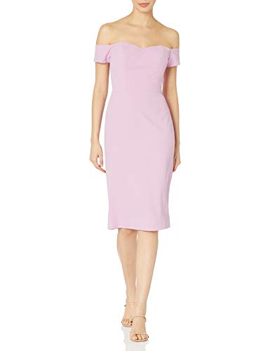 Dress the Population Womens Bailey Off Shoulder Sweetheart Bodycon Midi Sheath Dress, Lilac, Medium US