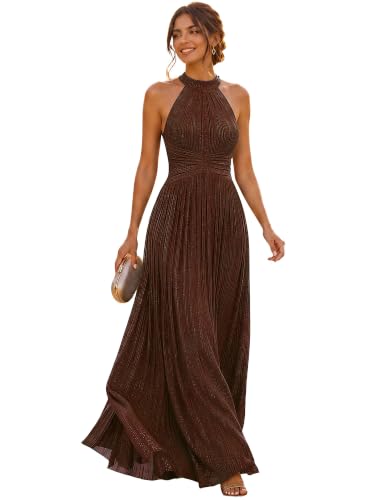 Ever-Pretty Women's Maxi Halter Formal Dress Stretchy Glitter Evening Gowns