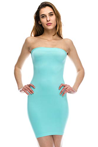 Kurve Women's Seamless Strapless Mini Slip Dress for Layering Aqua