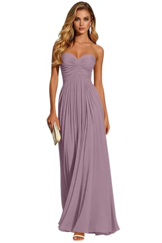 Long Chiffon Wisteria Bridesmaid Dress Pleated Formal Wedding Guest Dress-2
