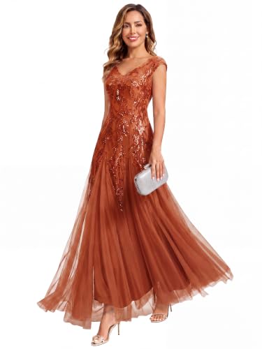 Ever-Pretty Women's Maxi Formal Gowns Sequin Mother of the Bride Dresses
