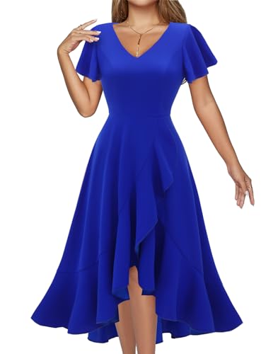 Cocktail Dress for Women, Semi Formal Wedding Guest Tea Party RoyalBlue M