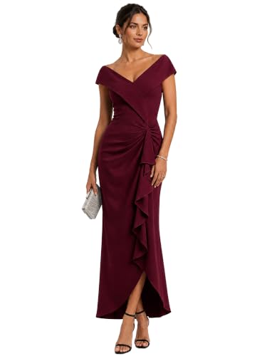 Ever-Pretty Women's Cap Sleeve Crepe Semi Formal Wedding Guest Dress