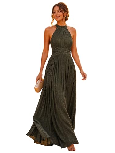 Ever-Pretty Women's Maxi Halter Formal Dress Stretchy Glitter Evening Gowns