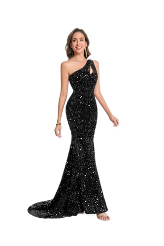 CHRYSTELAR Formal Evening Prom Dresses for Women Party Gala Ball Gown Black