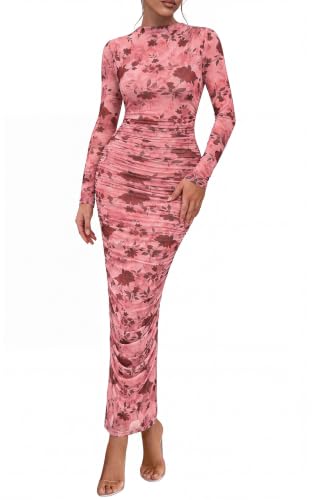 PRETTYGARDEN Long Sleeve Maxi Dresses for Women Wedding Guest Fall Outfits