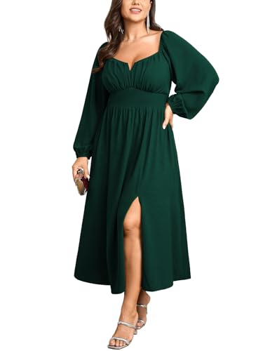 SCOMCHIC Women Plus Size Formal Wedding Guest Long Sleeve Dress