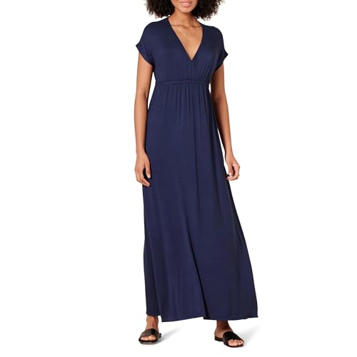 Amazon Essentials Women's Surplice Maxi Dress, Navy, Med
