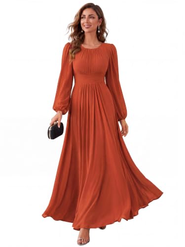 Ever-Pretty Women's Chiffon Long Sleeve Formal Wedding Guest Dresses