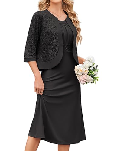 GRACE KARIN Women Lace Sequin Mother of the Bride Dress Black S