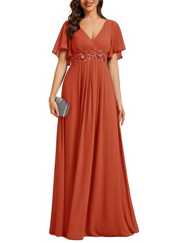 Ever-Pretty Womens V Neck Applique Mother of the Bride Dresses Formal Dress