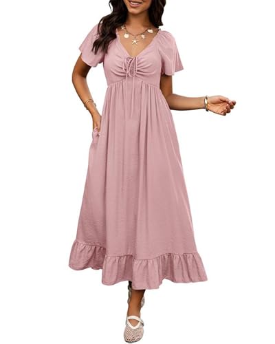 BTFBM Womens Summer Dresses 2026 Wedding Guest Maxi Dress Pink