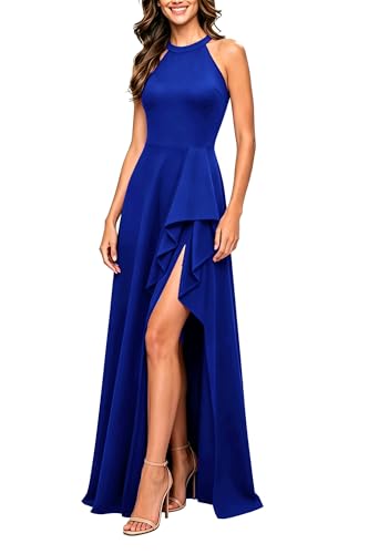 FORTRIC Wedding Guest Dresses for Women Formal Party Cocktail Prom Blue M