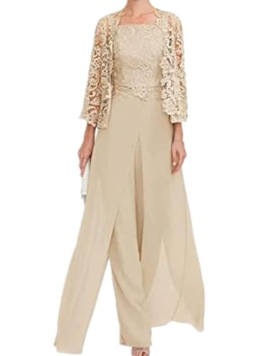 Mother of The Bride Pants Suits 3 Pieces Formal Dresses Outfit Set Evening Gowns for Women Mother of The Groom Dresses LS40 8 Champagne