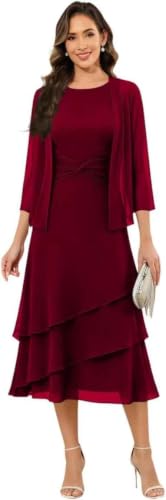 Fall Burgundy Mother of The Groom Dresses with Jacket for Women
