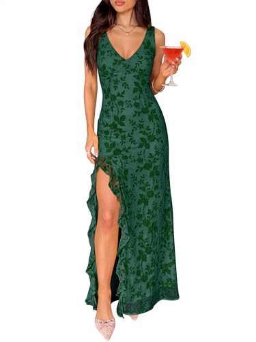 ANRABESS Wedding Guest Dresses for Women Mesh Semi Formal Maxi Dress