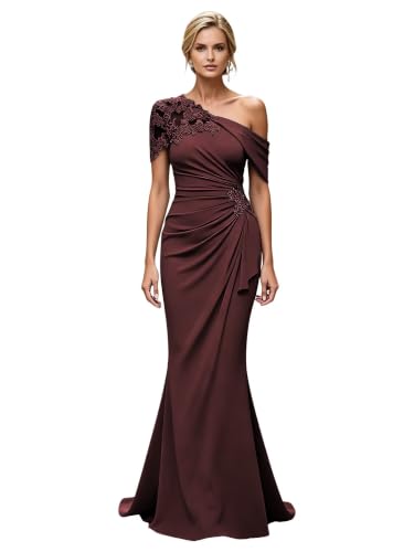 Off Shoulder Mother of The Bride Dress Burgundy Party Dress US16