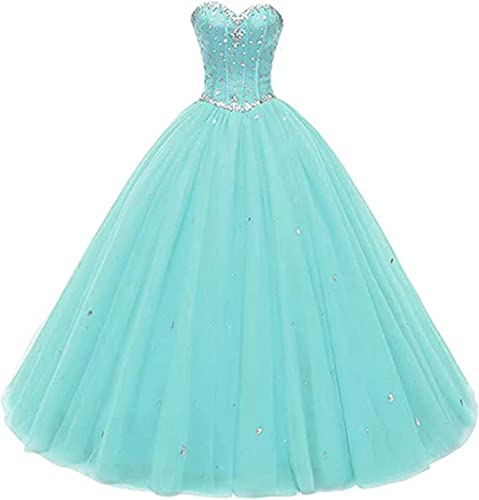 Likedpage Women's Sweetheart Ball Gown Tulle Quinceanera Dresses Prom Dress (US22W, Turquoise) … …