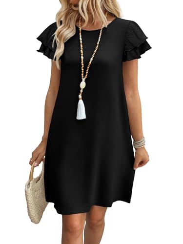 OFEEFAN Black Dress Womens Dresses 2026 Spring Summer Sundresses Boho Clothes Hawaiian Casual Elegant Classy Date Outfits M