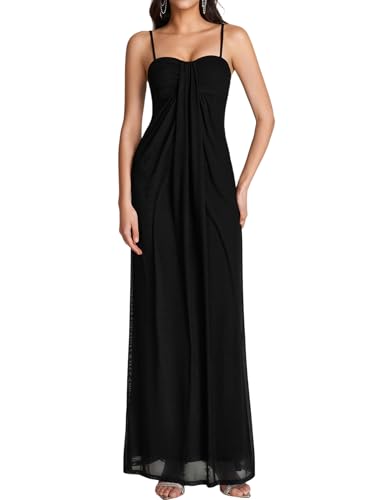 KUTUMAI Summer Floral Maxi Long Formal Wedding Guest Dresses for Women 2026 | Spaghetti Strap, Stretchy Mesh, Slim Fit, Garden Party Prom Cocktail Dress