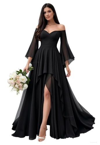 MEIVXIZGYBOO Black Plus Size Wedding Bridesmaid Dresses US18W