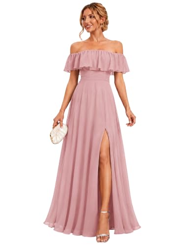 Ever-Pretty Women's Off Shoulder Chiffon Formal Bridesmaid Dresses