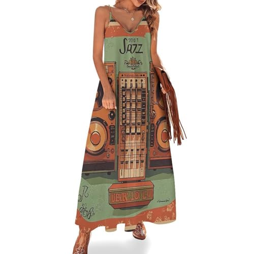 Summer Dresses Jazz Music Equipment Dress for Women Beach Long Maxi Dress Floral Print Sundress 2XL