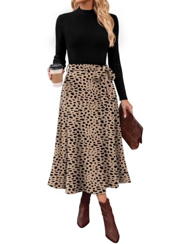 OFEEFAN Teacher Dresses Business Casual Dress Outfits Work Office Dresses Leopard Print L