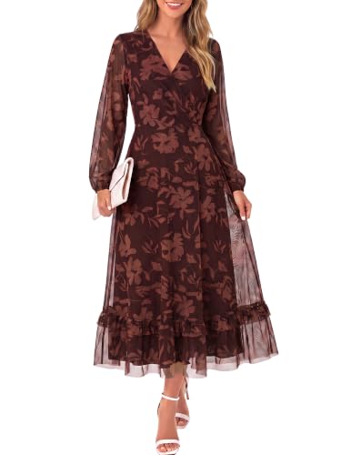 MSBASIC Midi Wedding Guest Dresses Long Sleeve Cocktail Fall Dress 2026