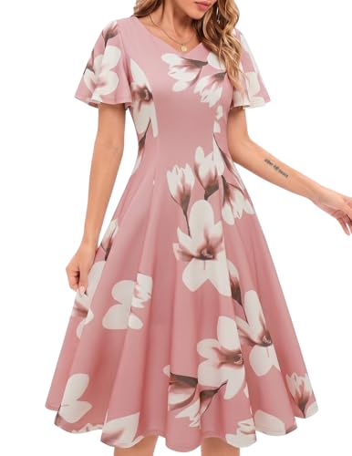 HomRain Blush White Prom Dresses for Women 2026 Graduation Formal Dress for Tea Length Party Elegant Blush White Flower S