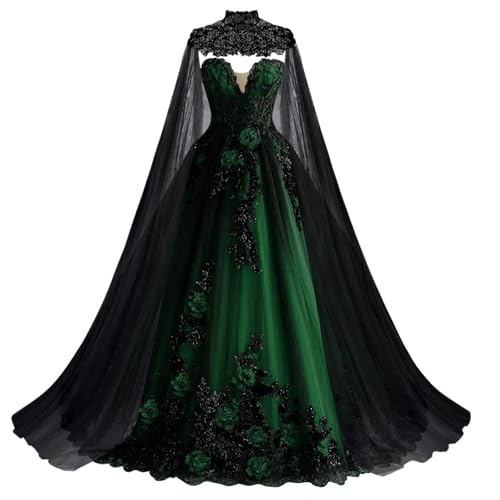 Mauuwy Green Gothic Wedding Dress for Bride Strapless Size 8